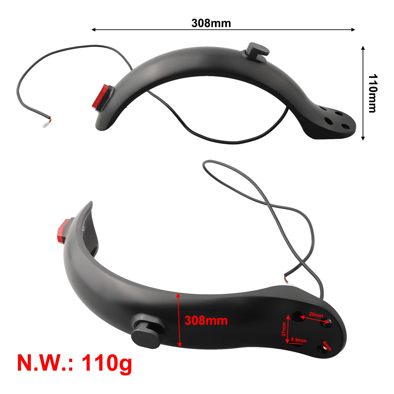 

For Xiaomi 8.5inch Electric Scooter Mudguard Set Rear Fender Four-hole Scooter Replacement Electric Scooter Accessories