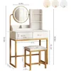Vanity Makeup Desk with Round Mirror, Lights and 2 Drawers, 3 Lighting Modes, Small Vanity Table for Bedroom with Lots Storage 3