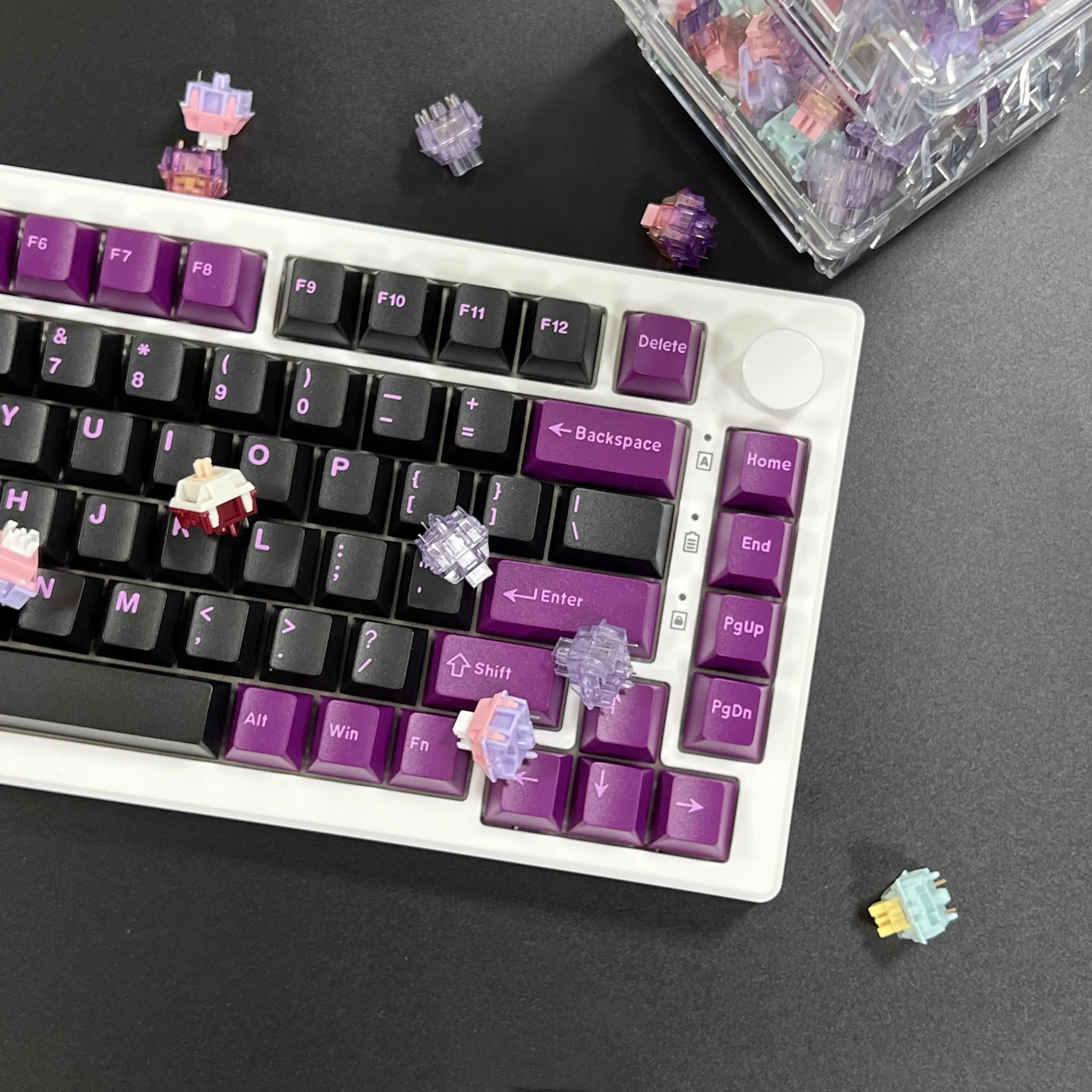 Black Lotus Keycaps Grupo Gmk Jamon 8008 Tiro Duplo Pbt Perfil Cereja Leve Interruptores mx 152 Chaves - Imagem 3