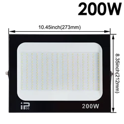 Versatile Outdoor LED Floodlight - Waterproof 6500K, Perfect for Garage, Gym, or Street Lighting (200w)