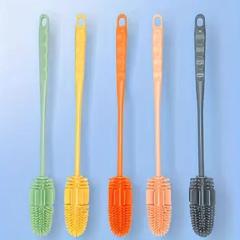 No Dead Corner Silicone Cup Brush Long Handle Portable Cup Scrubber Multipurpose Bottle Cleaning Brush Water Bottle 1