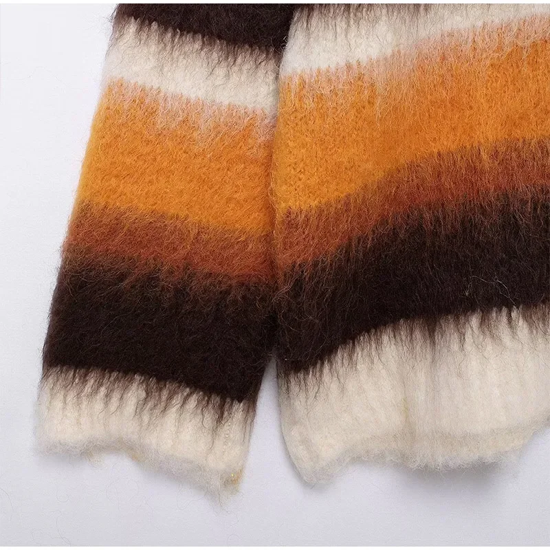 Casual Mohair Knit Women Pullover Colorful O-neck Long Sleeve Loose Sweater New Autumn Fashion Lady All-matching Knitwear