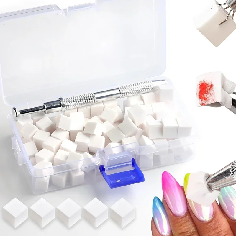 50Pcs Square Nail Art Sponge Set Gradient Nail Brushes Gel Polish Design Sponge Grab Pen Manicure Supplies 229w