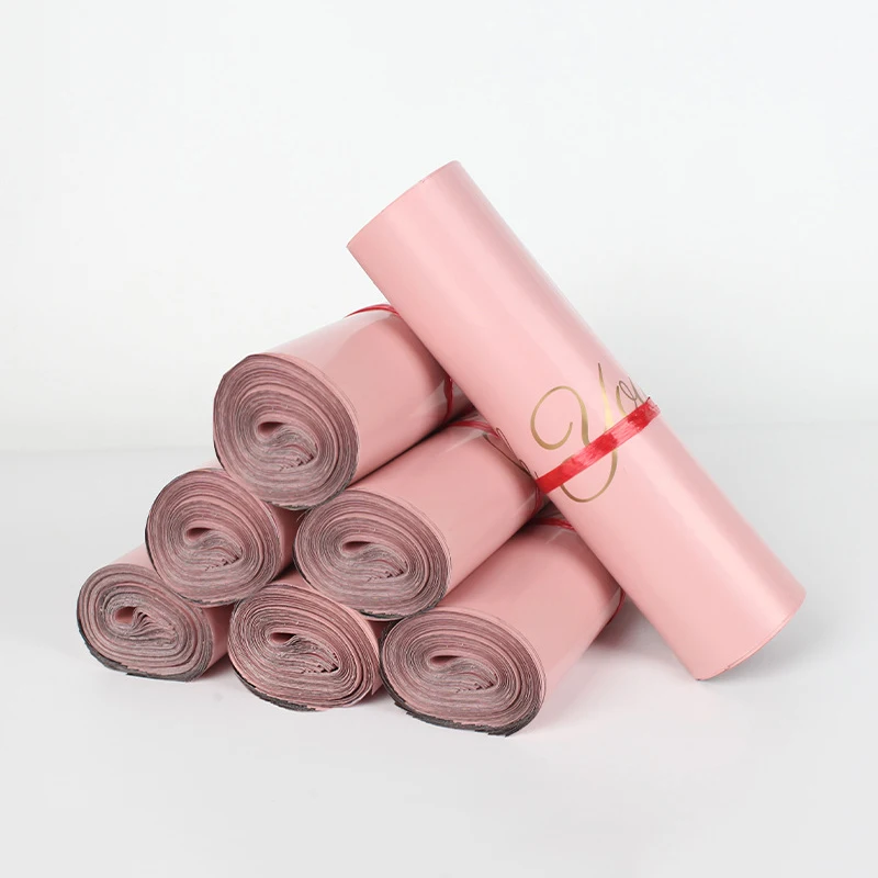 10Pcs 6 Sizes Thank You Gift Bag Pink Plastic Shipping Envelope Waterproof Mailing Bags Logistics Courier Bag Express Package