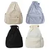 E8FB Trendy Canvas Drawstring Backpack Large Capacity School and Travel Bag for Teens and Adults Solid Color Daypack Book Bag 1