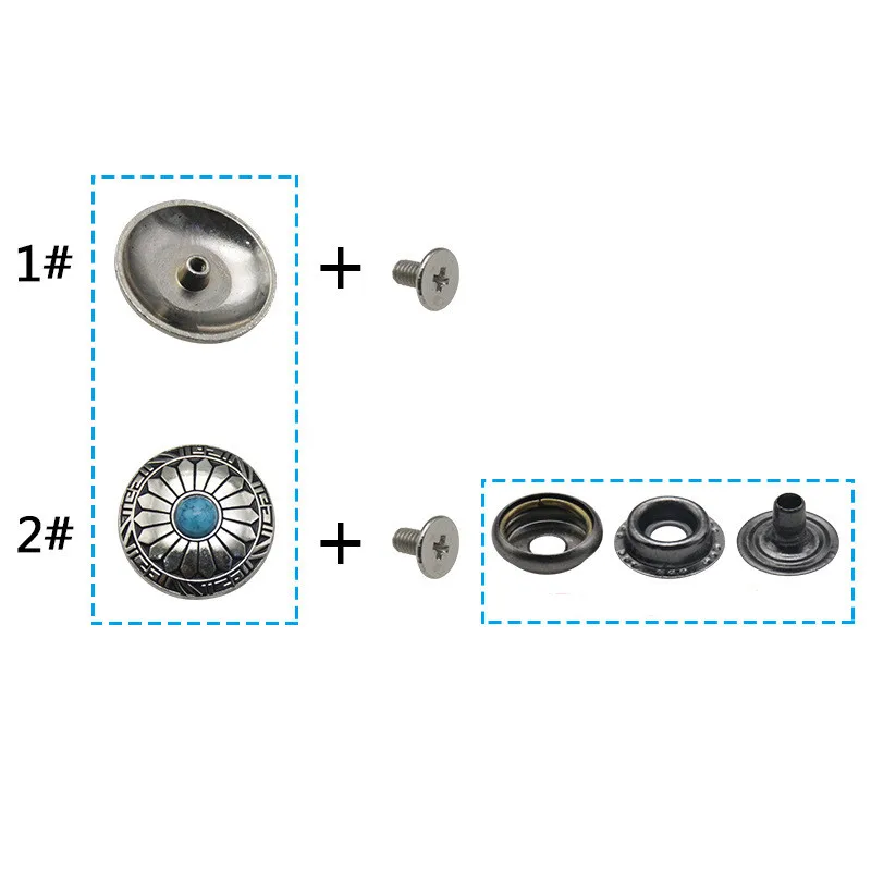 Snap Button Metal Rivet With Bead Decoration for Leathercraft Bag