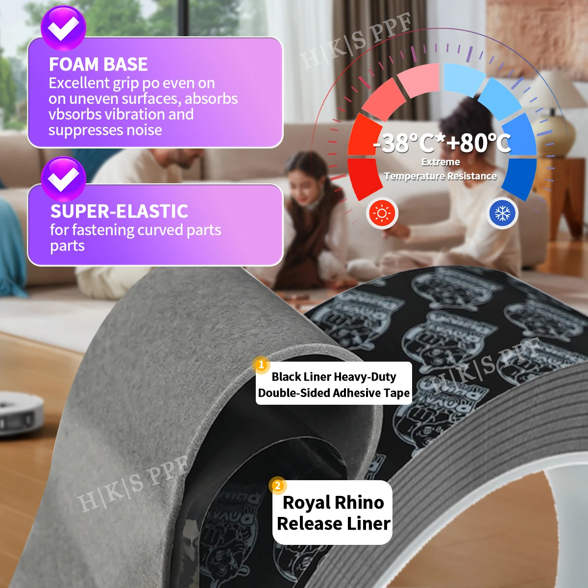 Extra-Long High-Strength Double-Sided Adhesive Tape - Durable, Scratch & Heat Resistant for Versatile Use in Home, Office, Car, and Industrial Applications