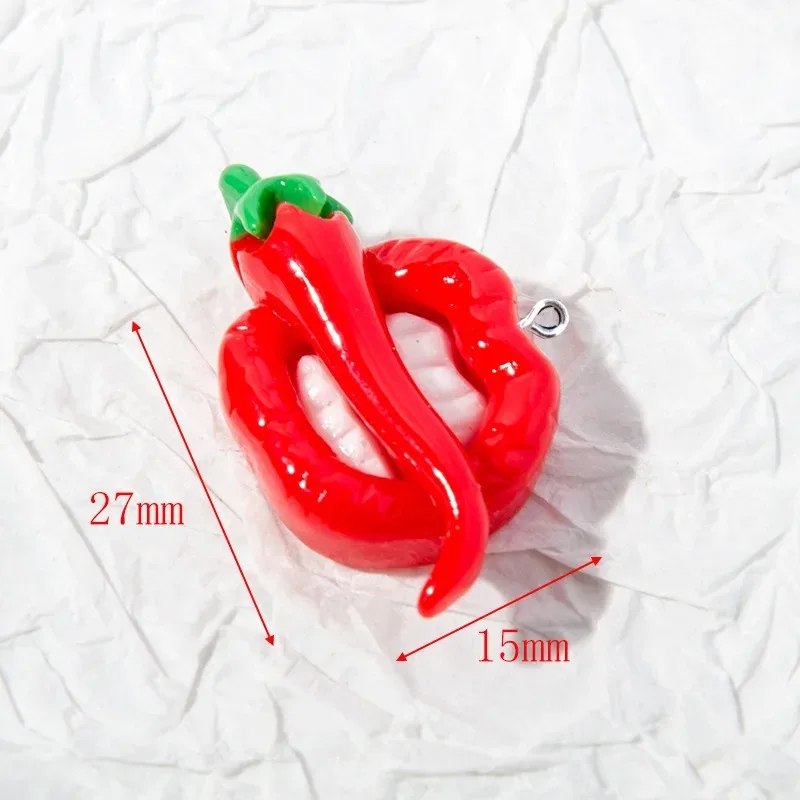 10개/세트 귀여운 빨간 입술 모양 플랫 레진 참 장식품, 쥬얼리 제작 액세서리 DIY 귀걸이 목걸이 키체인 장