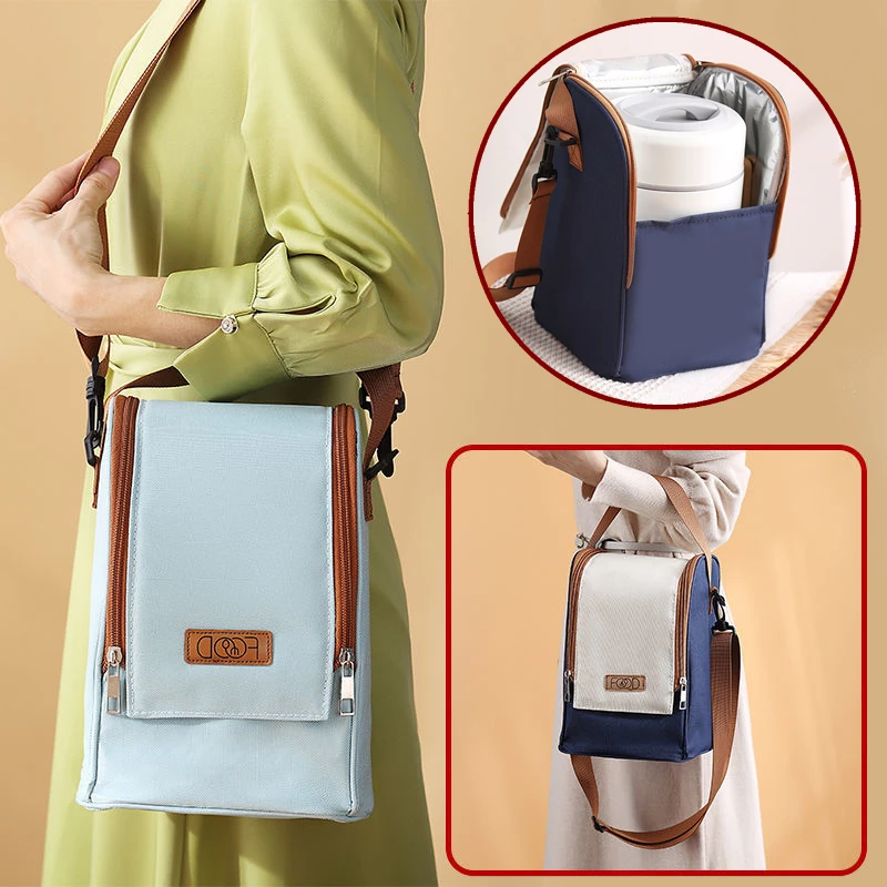 Round Thermal Lunch Bag Waterproof Insulated Food Tote Kids Keep Fresh Cooler Shoulder Bags Portable Bento Storage Pouch