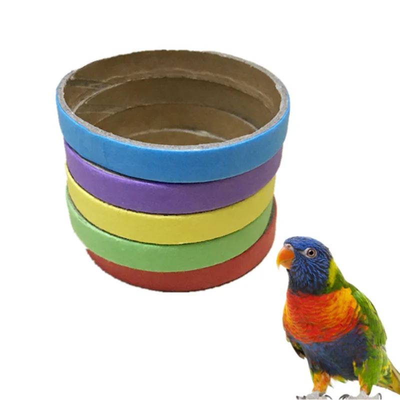 Parrots gnaw on colorful circle paper ring toys, colorful cardboard chewing toys, foraging training parrot supplies