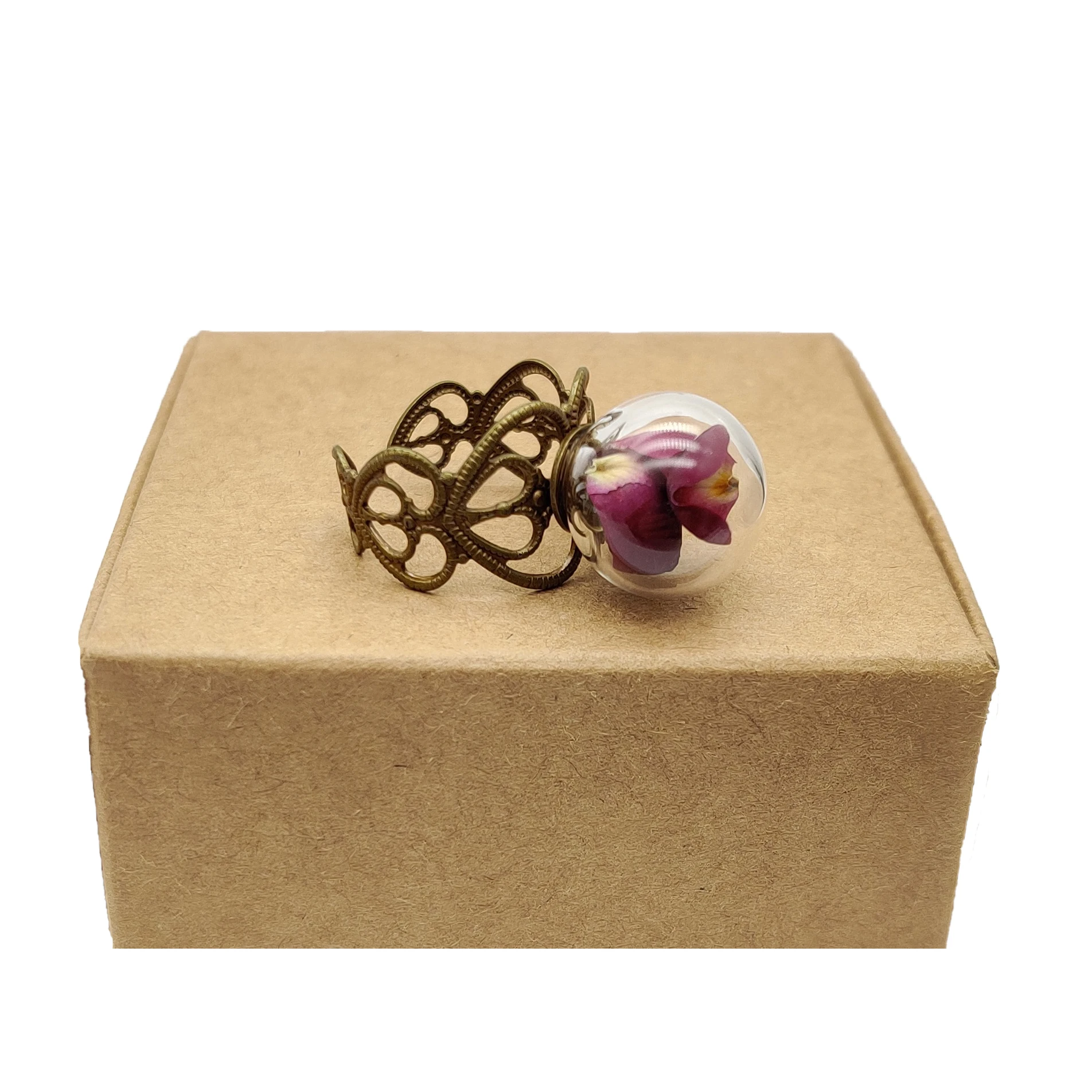 Red Rose Glass Ball Heart Copper Resizable Wedding Rings For Women Fashion Jewelry Boho Vintage Ladies Love Romantic Handmade glass cufflinks box for men high quality painted wooden collection display box storage 12pairs capacity rings jewelry box