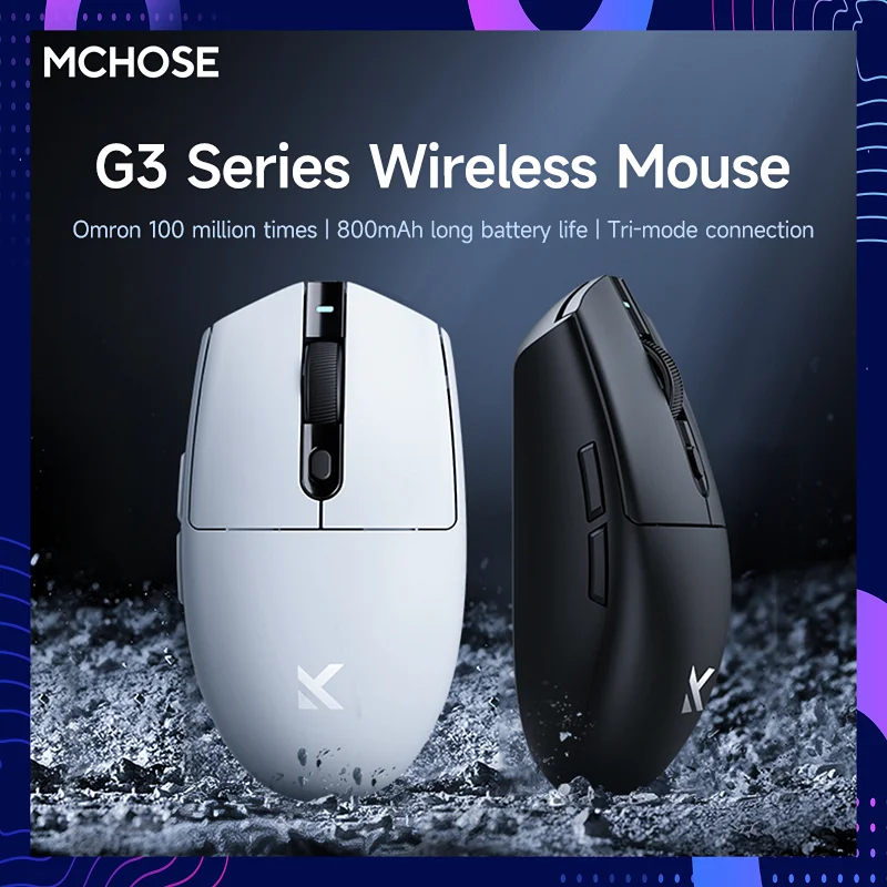 Wireless Gaming Mouse MCHOSE G3 3-mode (BT/2.4G/Type-C) 12000DPI PAW3311 for Esports PC/laptop/tablet