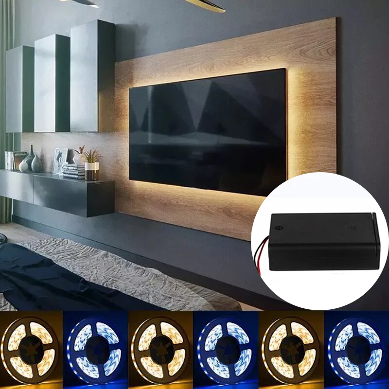 AA Battery Power Led Strip Light SMD2835 1-5M Flexible Lighting Ribbon Tape White/Warm White Strip Cabinet Lights Backlight 2