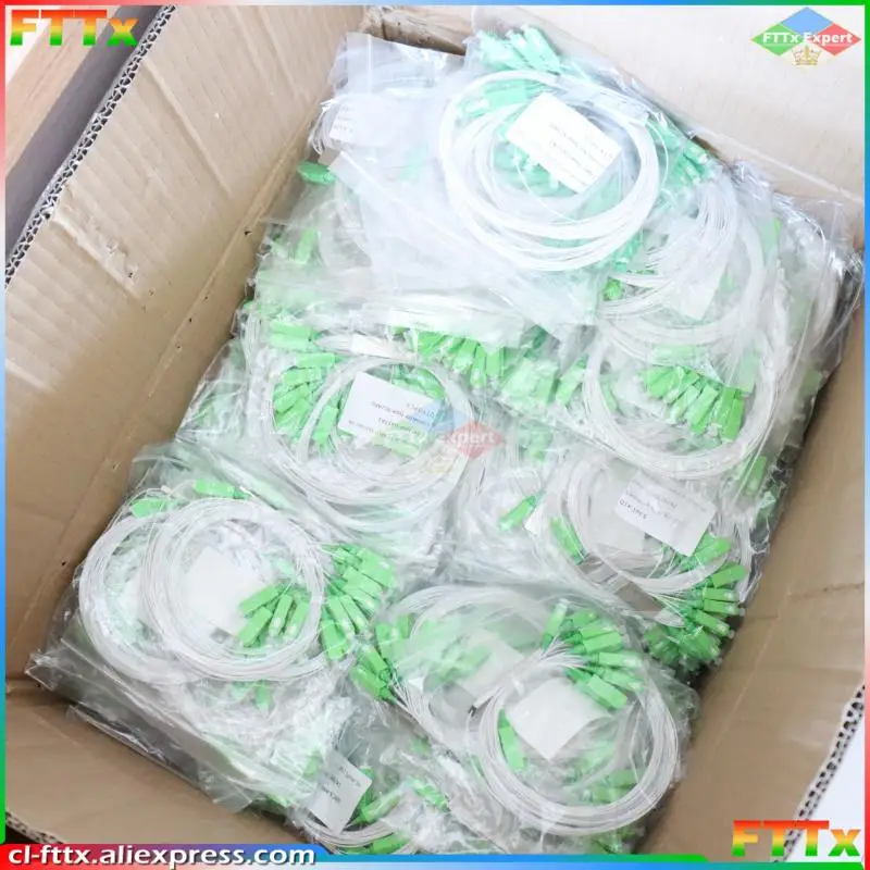 Free shipping 50pcs SC/APC 1X8 PLC Splitter 0.9mm Steel Tube 1m Fiber Optic splitter FTTH Optical fiber Connector 1*8 SC APC
