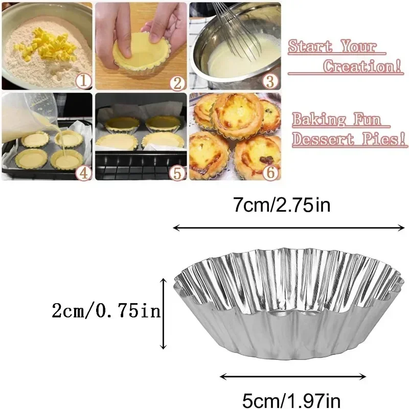 Reusable Stainless Steel Egg Tart Mold Baking Accessories Cookie Pudding Mould Mooncake Mold Pastry Tools Cake molds