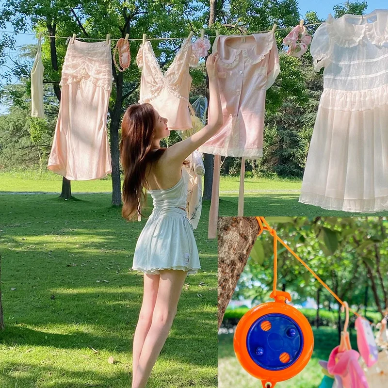 10M Retractable Clothesline Outdoor Travel Portable Clothes Drying Rack Windproof  Washing Line For Camping Home Laundry Hanger 2