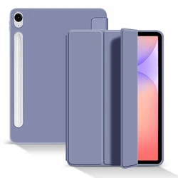 Premium PU Leather Stand Case with Soft TPU Liquid Silicone Cover for Tab A9 8.7 2023 (Purple)