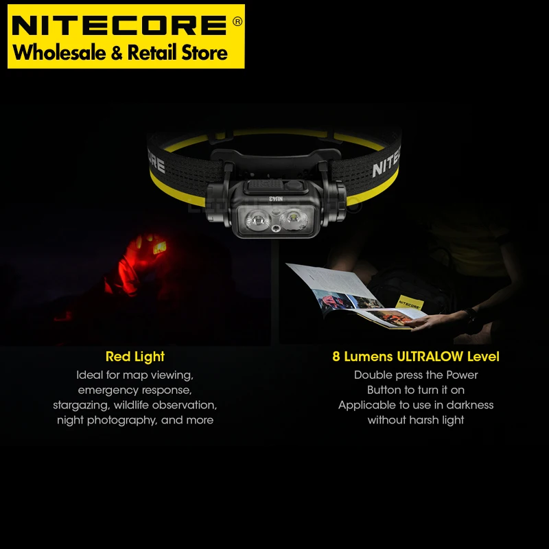Nitecore-充電式ヘッドランプnu43,1400ルーメン,USB-C mah,リチウム