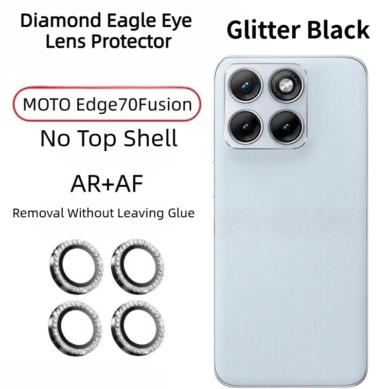 Luxury Diamond Glitter HD Glass Lens Protector with Metal Ring