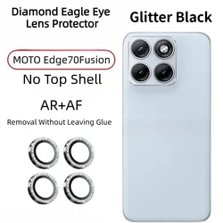 Luxury Diamond Glitter HD Glass Lens Protector with Metal Ring - Edge 70 (Glitter Black)