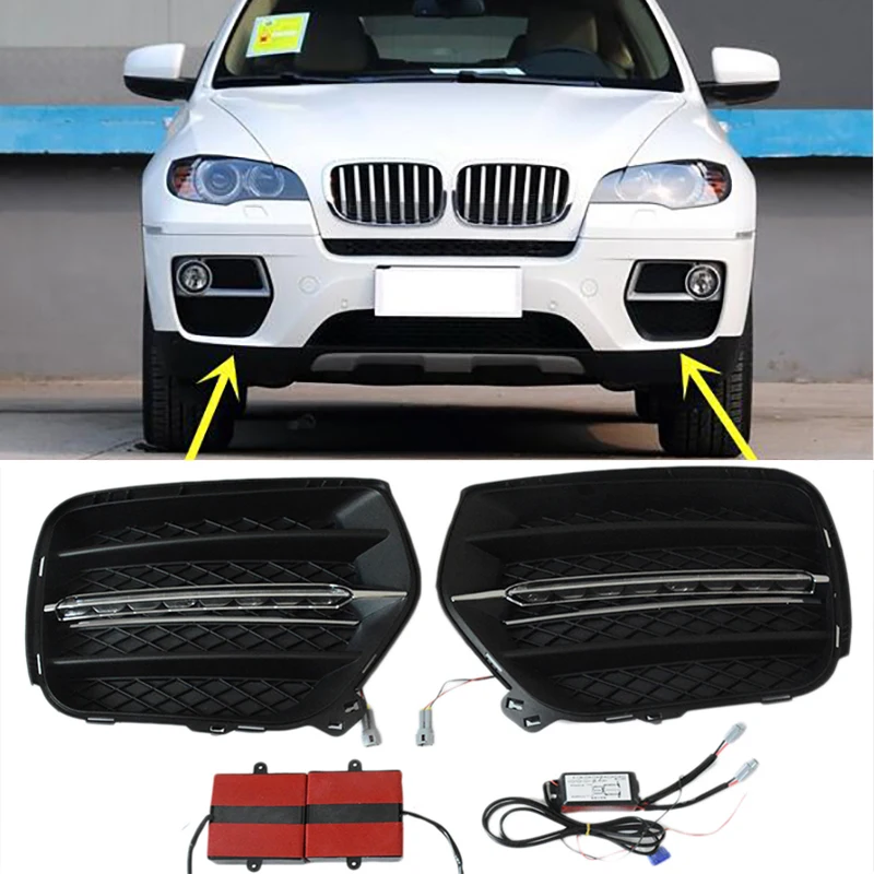 

2pcs White LED DRL Daytime Running light Bumper Fog Lamp Covers For BMW X6 E71 2008 2009 2010 2011 2012 2013