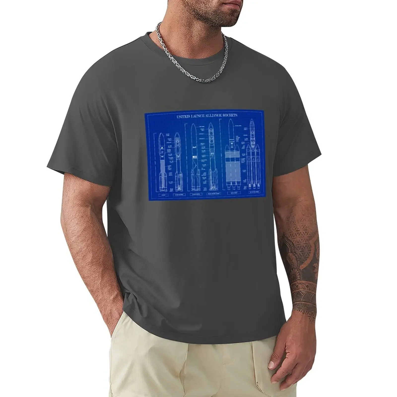 United Launch Alliance rockets (Blueprint) T-Shirt heavyweights anime men clothing