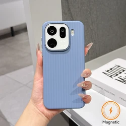 Elegant 3D Striped Magnetic Phone Case - Shockproof Matte Cover with Wireless Charging Compatibility - OPPO Find X9 (Boby Blue)