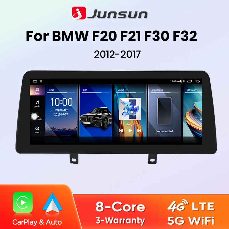 Radio de Coche Junsun con CarPlay Inalámbrico y Android Auto para BMW F20 F21 F22 F30 F31 F32 F33 F34 F36 2012-2017, Sistema Inteligente Estéreo 1
