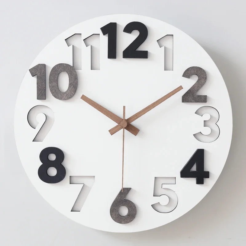 3d Wall Clock Wood Clock Big Numerals H  