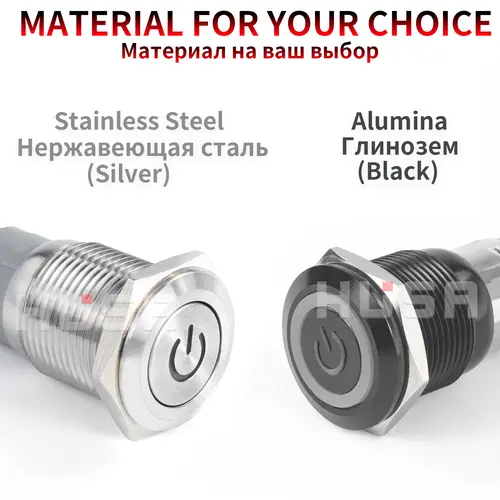 12/16/19/22mm Black shell Push Button Switch Metal Waterproof Latching Momentary LED Light Car Engine Power Switch Blue Red HUSA - Image 3