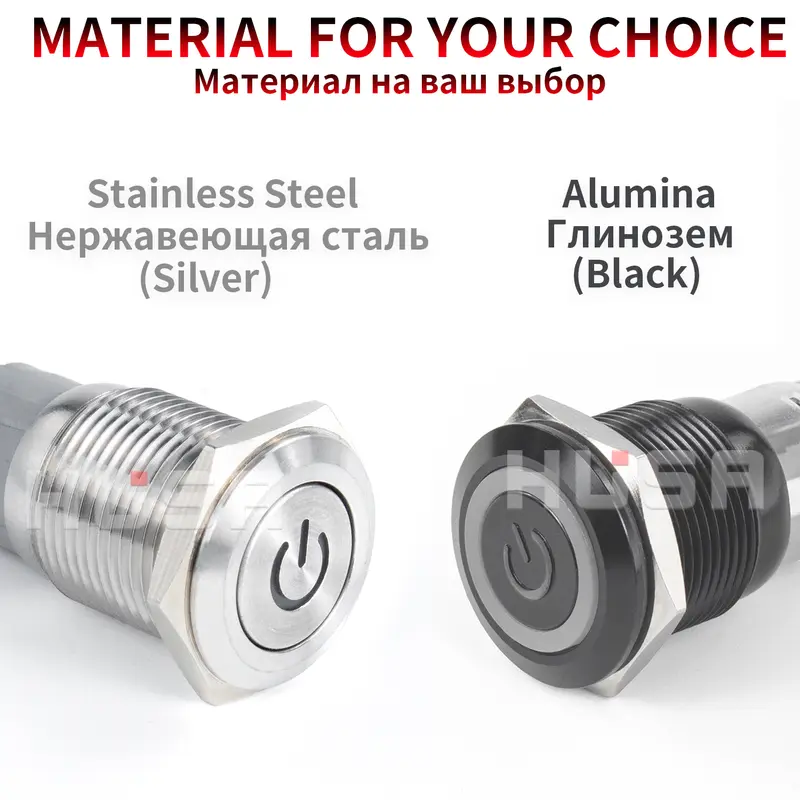 12/16/19/22mm Black shell Push Button Switch Metal Waterproof Latching Momentary LED Light Car Engine Power Switch Blue Red HUSA - Image 3