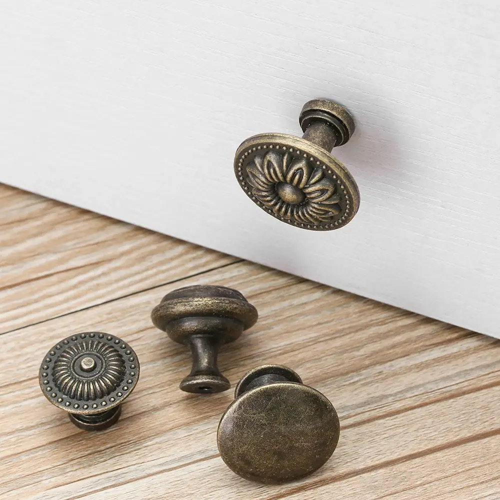 Antique Style Pull Handles Bronze Tone Retro Alloy Kitchen Drawer Cabinet Door Knobs Furniture Hardware Fittings 2Pcs