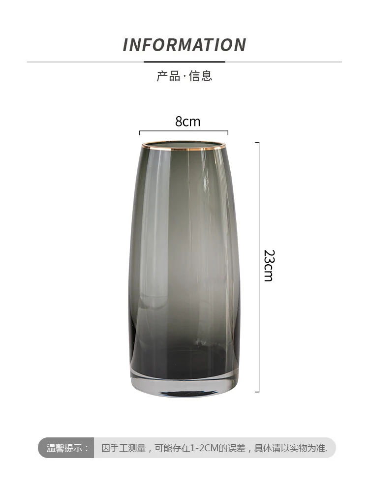 European Simple Glass Vase, Gray, Green, Coffee Hydroponic Systems, Flower Pot, Living Room, Home Decoration Accessories 5