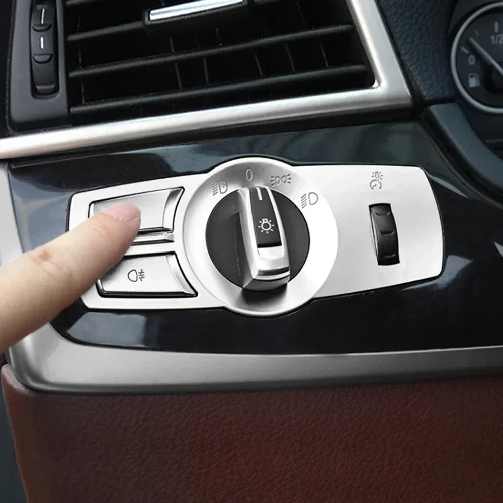 1Pcs BMW 5 7 X3 X4 F10 F07 F01 F25 F26 라이트 패널 스위치 프레임 ABS 크롬 도금 헤드 라이트 버튼 커버 트림 인테리어 부품