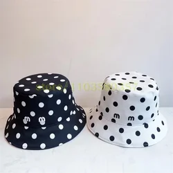 Dot Design Bucket Hat 389132 Men New Fashion Solid Color and Women's Leisure Fisherman's Hat Summer Outdoor Sunshade Beach Hat