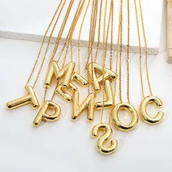 Personalized Balloon Bubble Initial Necklace - Stainless Steel Puff Choker Gift (A)
