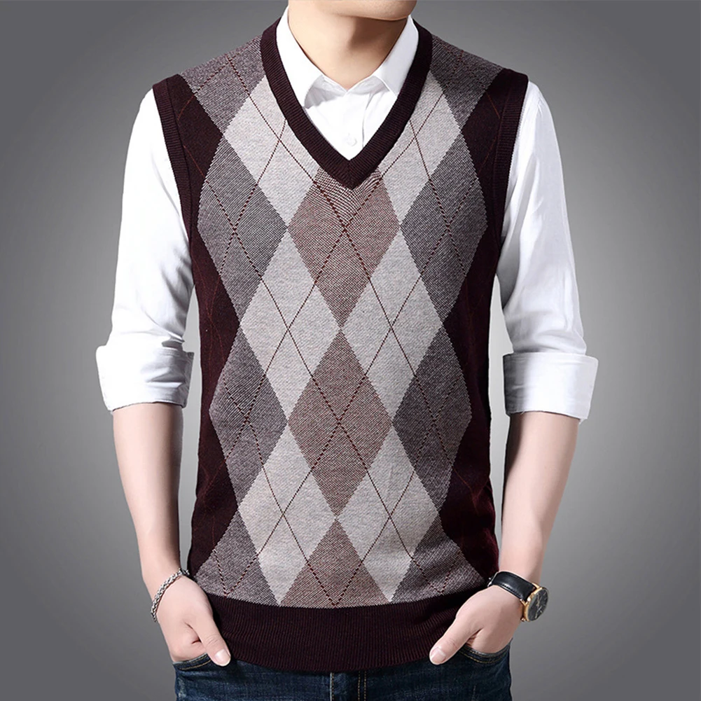 

Pullover Top Breathable V Neck Casual Vest Check Cycling Dance Hockey Knit Lightweight Slim Plaid Daily Holiday