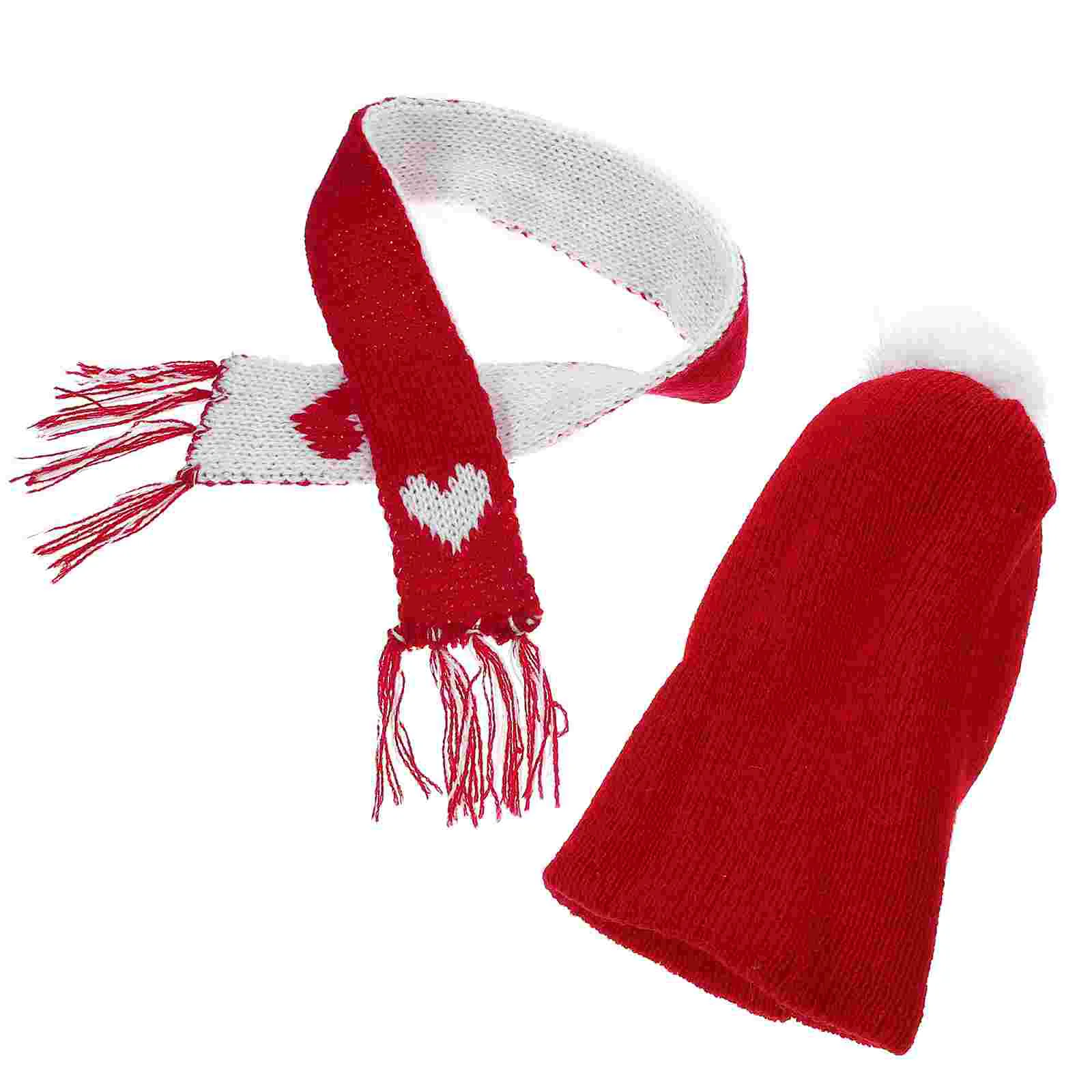 

1 set of Christmas Snowman Mini Hats Scarf Knit Hat Christmas Tree Scarf Decors
