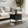 Square Coffee Table with Round Corners,2 Tier Farmhouse Small Coffee Table for Small Space,Modern Low Center Living 6