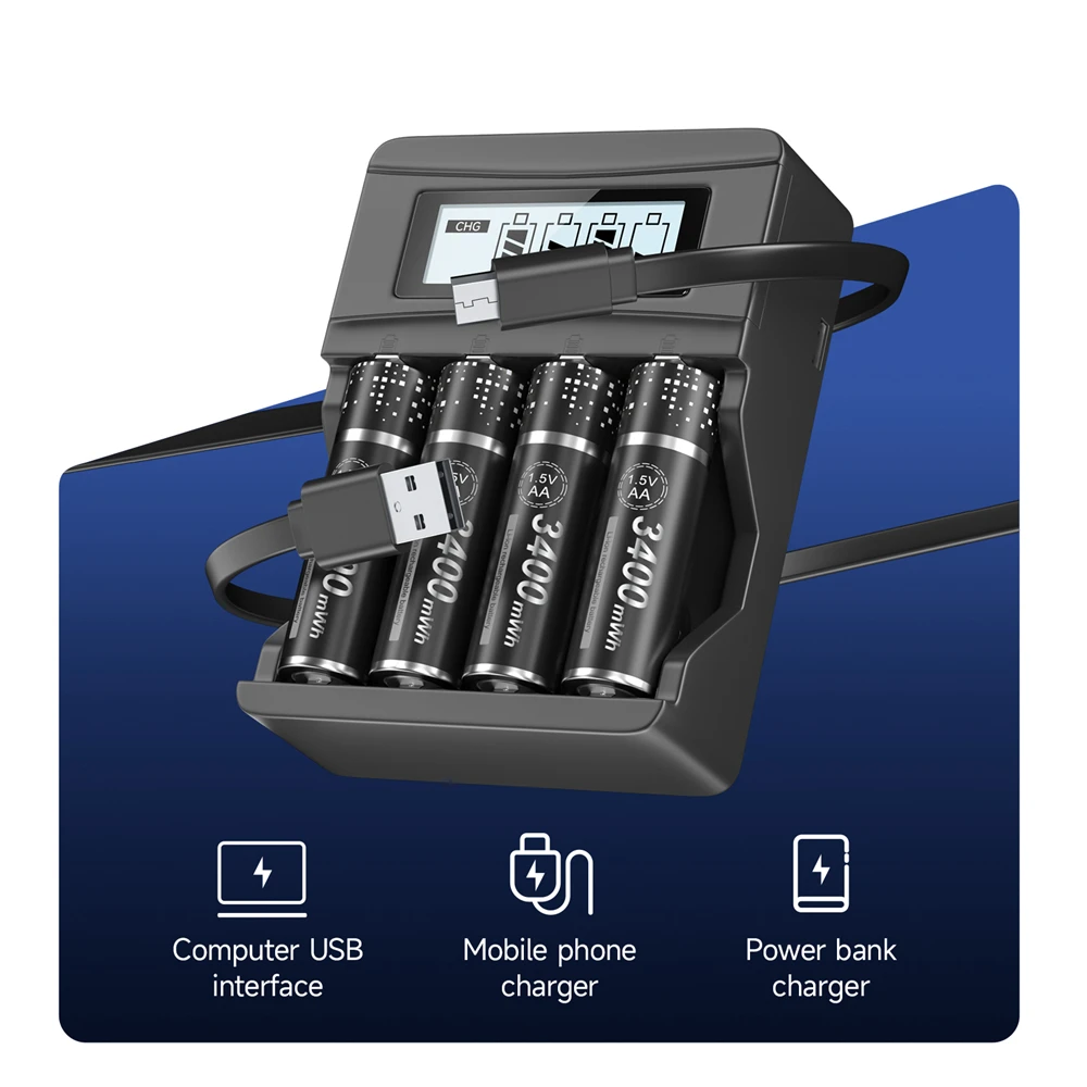 1.5V Li-ion AA Rechargeable Battery 3400mWh AA Lithium-ion Battery With Case 100% Original PALO rechargeable lithium batteries