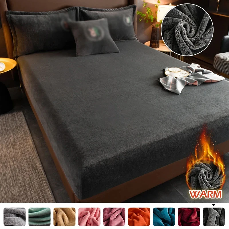 Mattress protector Fitted sheet Fitted sheets Bed sheet Velvet Jacquard Mattress Cover Winter Fitted Sheet Bed Cover Mattress Protector 90x200cm