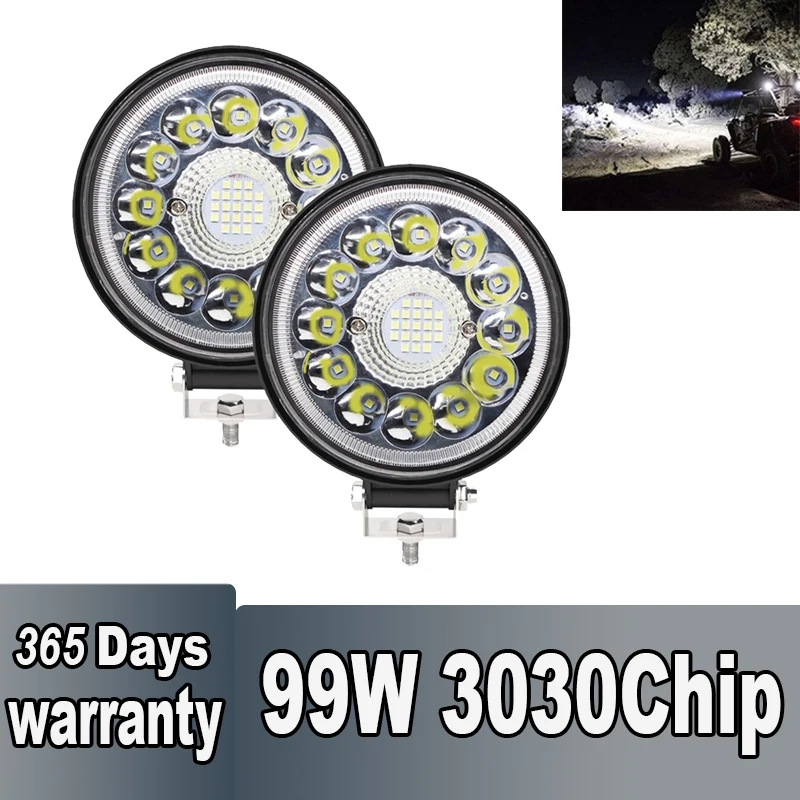 

4-дюймовый 99W LED Bar Offroad 4X4 Spotlight LED Headlight 12V 6000K Противотуманные фары Fso Flash Light Авто для автомобиля Jeep Truck Tractor SUV