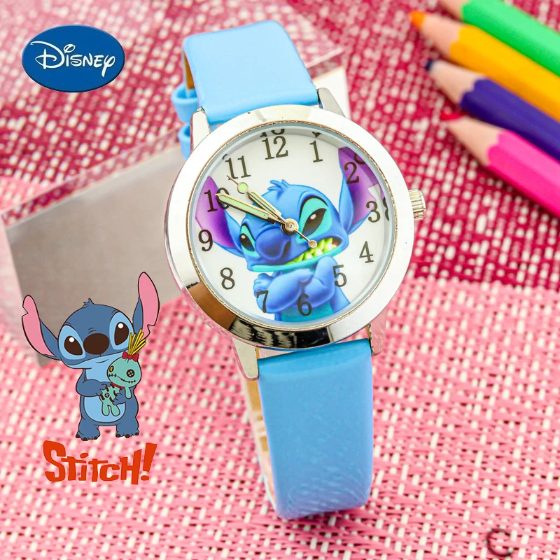 Disney Anime Stitch Watch Cartoon Figures Children Watch Kawaii Stitch  Leather Quartz Wristband Toys Birthday Gifts For Kids - AliExpress