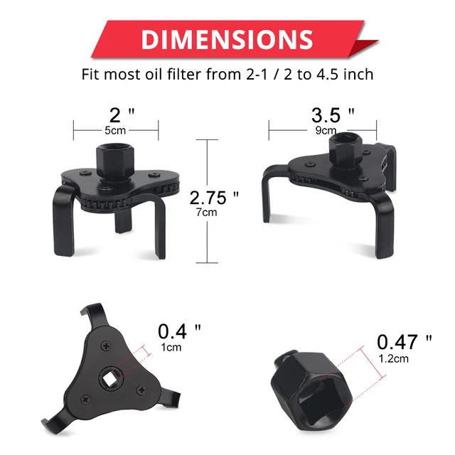 Chiave Universale 3 Ganasce Per Filtri Olio - Regolabile 60-100mm, Acciaio 45# - Foto 7