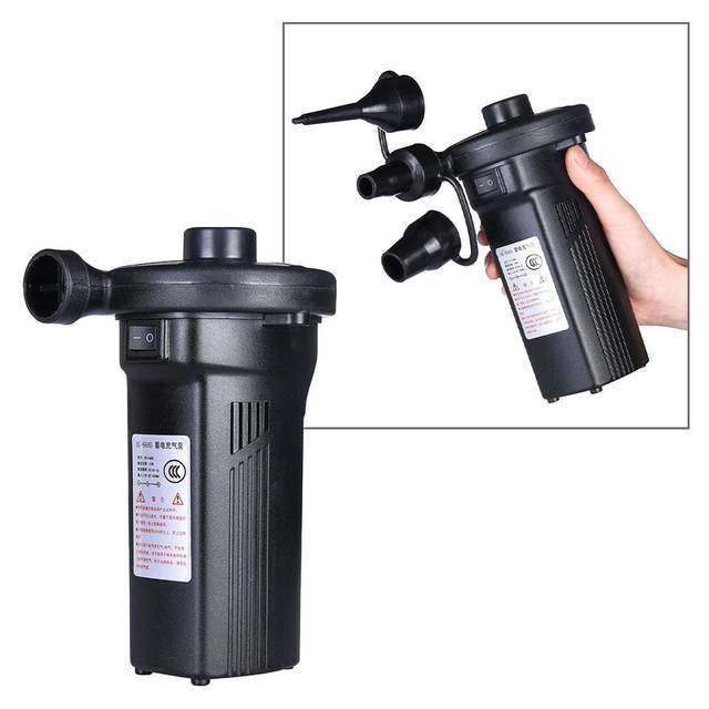 Electric Air Pump with 3 Nozzles Inflator Rechargeable Air Compressor for Raft Outdoor Camping Air Mattress Beds