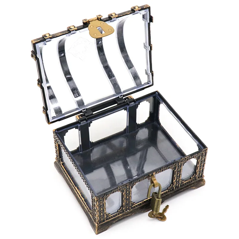 Pirate Treasure Chest with Lock – Transparent Pirate Jewelry Box for Gemstones, Crystal... - SKU PTCL2333 - UGI Packaging