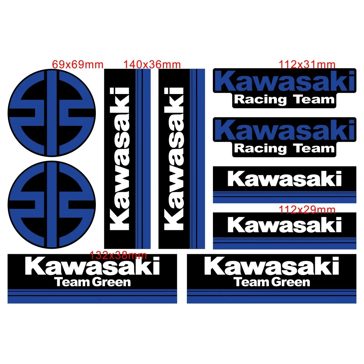 For Kawasaki Sticker Racing Team Decal Set Tank Logo Ninja 400 650 1000 Zx  10 R Zx9r Zx6r Z900 Z800