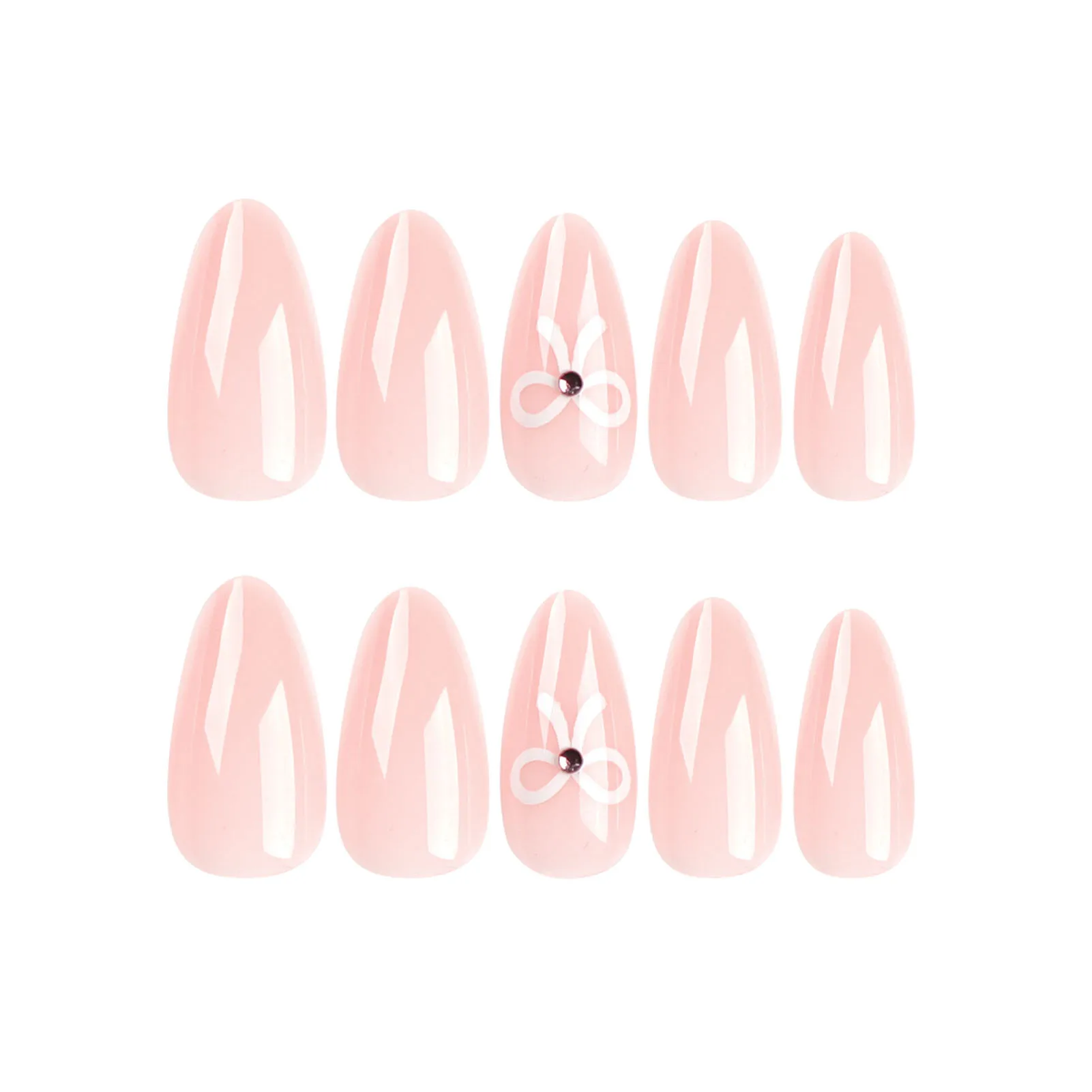 

Glossy Almond False Nail Simple Style White and Pink Resin Ombre Nail for Women and Girls Nail Decoration