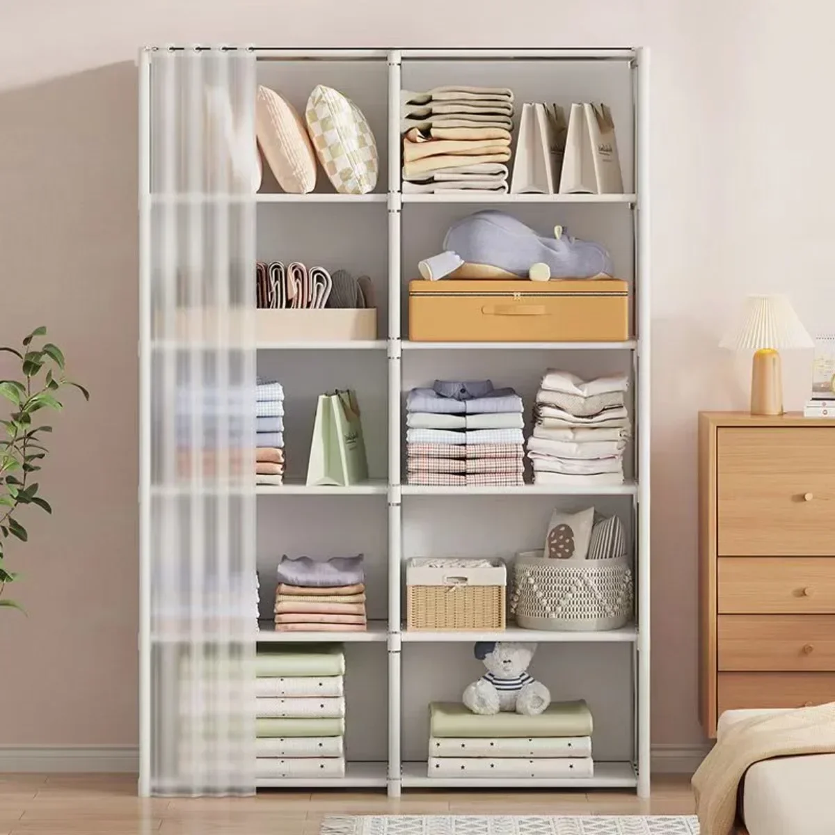 Multi-layer Storage Rack Dustproof Wardrobe Storage Cabinet ...