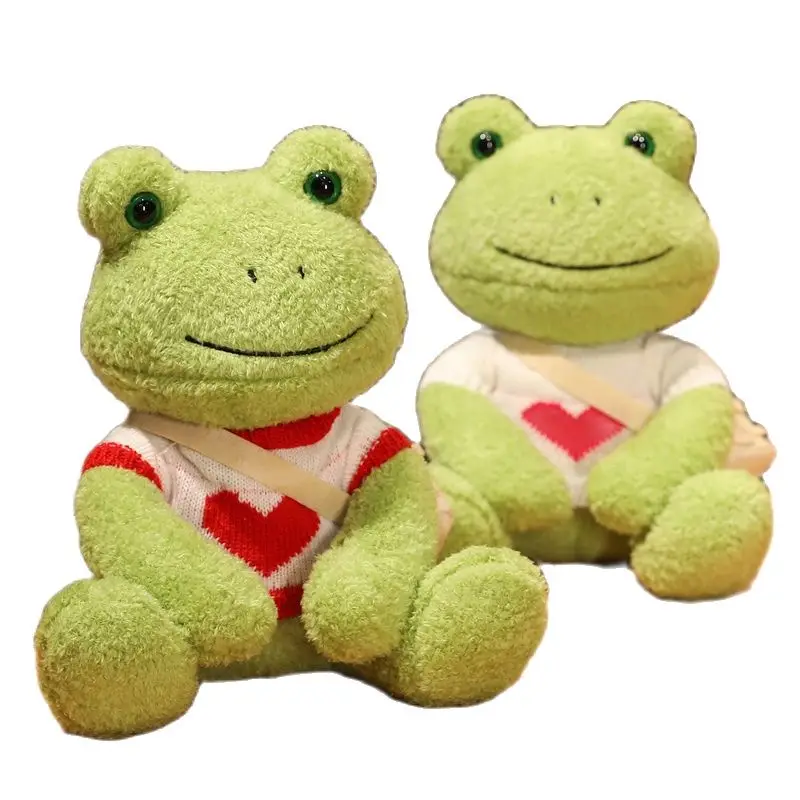 25cm Kawaii Dressing Frog Plush Toy Stuffed Animal Fluffy Frog